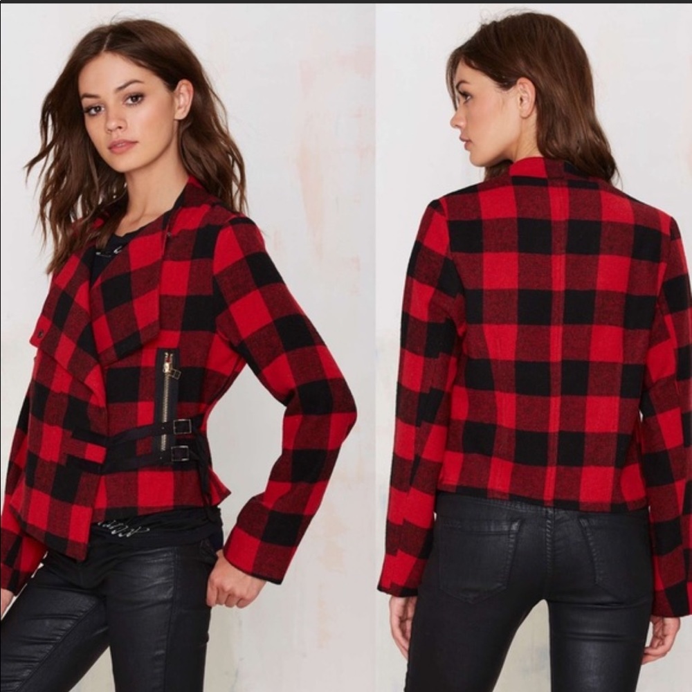 Plaid Moto/drape Jacket